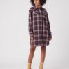 Purple Brown Women Plaid Shirt Dress Wrangler - Women