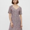 Purple Floral Dress with Ties Pieces Timberly - Women