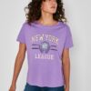 Purple T-shirt with Noisy May Preppy print - Women's