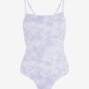 Purple and White Patterned One-Piece Swimsuit Pieces Vilma - Women