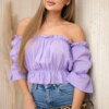 Purple blouse over the shoulder