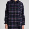 Purple-blue ladies plaid shirt jacket with wool Lee - Ladies