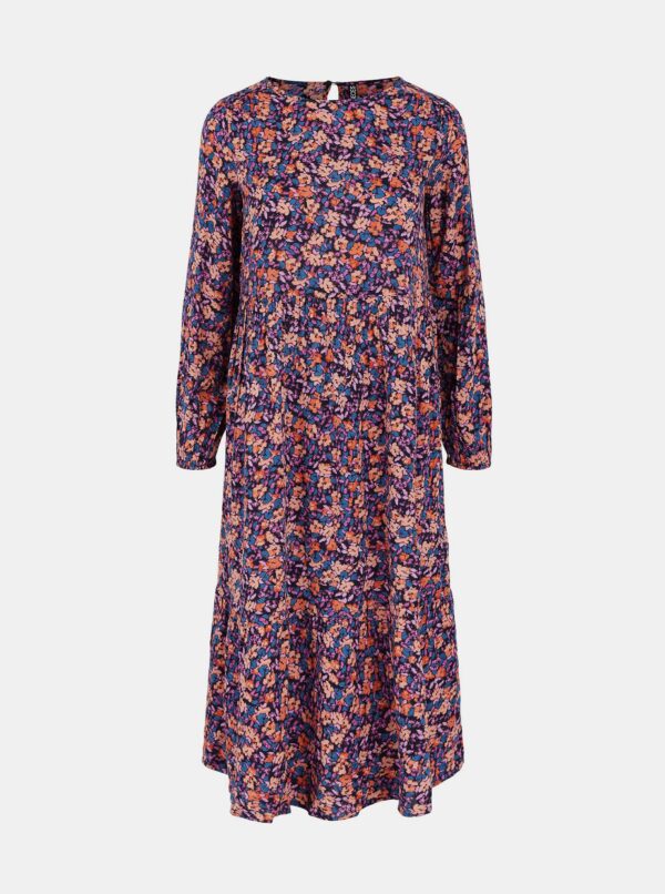 Purple floral midi dress Pieces Lubbie - Women's