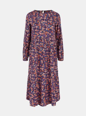 Purple floral midi dress Pieces Lubbie - Women's