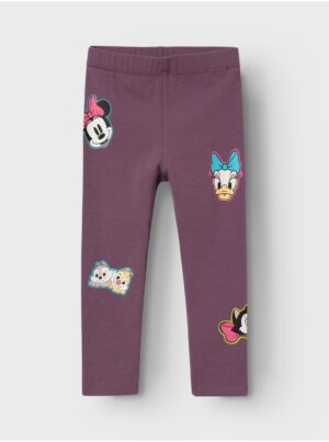 Purple girly patterned leggings name it Jerassa Minnie - Girls