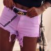 Purple short denim shorts