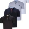 QUAD SET T8582 DEWBERRY FÉRFI PÓLÓ-FEKETE-FEHÉR-TENGERÉSZKÉK KÉK-SZÜRKE