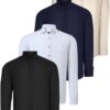 QUADRUPLE SET G721 DEWBERRY MEN'S SHIRT-BLACK-WHITE-NAVY-BEIGE