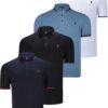 QUADRUPLE SET T8586 DEWBERRY MEN'S T-SHIRT-BLACK-WHITE-NAVY-INDIGO