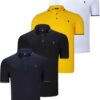QUADRUPLE SET T8586 DEWBERRY MEN'S T-SHIRT-BLACK-WHITE-NAVY-YELLOW