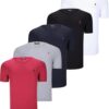 QUINTUPLE SET T8568 DEWBERRY V-NECK MENS T-SHIRT-BLACK-WHITE-NAVY BLUE-GREY-BURGUNDY