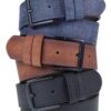 R0928 Dewberry Set Of 3 Mens Belt For Jeans And Canvas-BLACK-NAVY-TABA