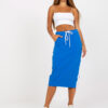 RUE PARIS dark blue sweatshirt midi skirt with stripes
