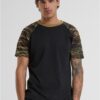 Raglan contrasting blk/woodcamo t-shirt