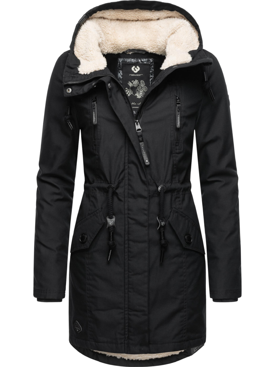 Ragwear Téli parka 'Elsie'  fekete / fehér-Hungary