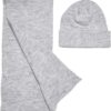 Recycled base set of hat and scarf in heather grey