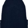 Recycled yarn beanie with ribbed knit in a nautical style