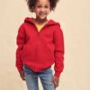 Red Kids Hoodie Zip Through Hooded Sweat Fruit of the Loom