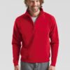 Red Men's Zip Neck Sweat Fruit of the Loom