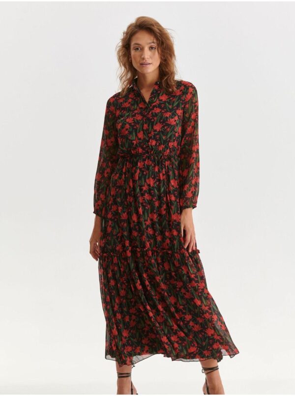 Red and black floral shirt maxi dress TOP SECRET - Ladies