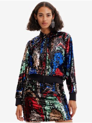 Red and black women's bomber jacket with sequins Desigual Sequin - Women's