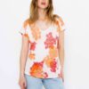 Red-and-white floral linen blouse CAMAIEU