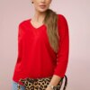 Red blouse with V-neck