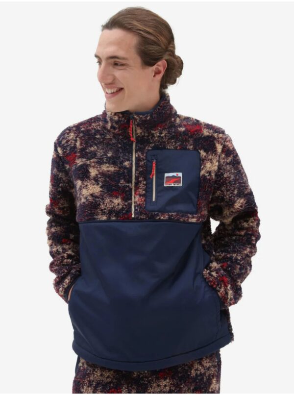 Red-blue men's patterned sweatshirt made of faux fur VANS - Men