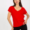 Red cotton V-neck t-shirt BASIC