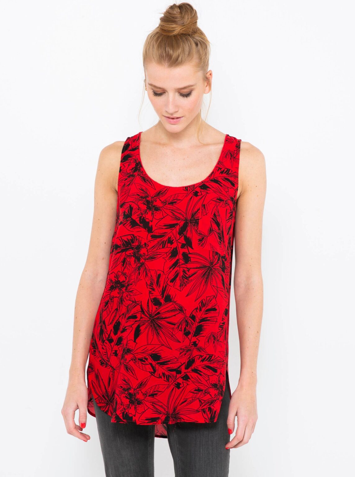 Red floral top CAMAIEU - Women