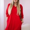 Red hooded dress with a long back