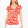 Red patterned T-shirt CAMAIEU - Women