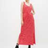 Red striped basic maxi dress with buttons and slits VERO MODA Daina