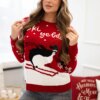 Red sweater with a Christmas motif