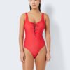 Red women's one-piece swimsuit Noisy May Wave - Women's