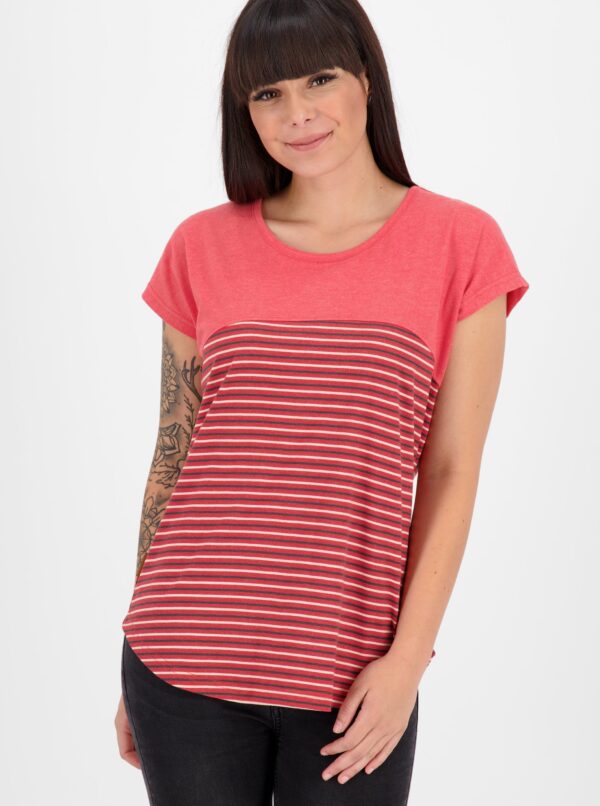 Red women's striped T-shirt Alife and Kickin - Women