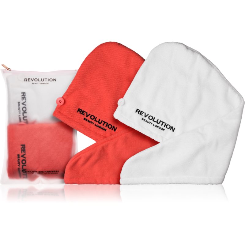 Revolution Haircare Microfibre Hair Wraps törölköző hajra árnyalat Coral/White 2 db-Ár