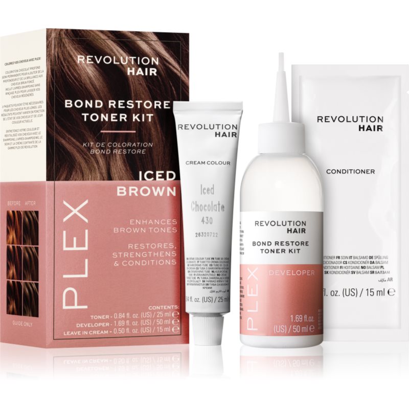 Revolution Haircare Plex Bond Restore Kit szett a hajszín élénkítéséért árnyalat Iced Chocolate-Ár