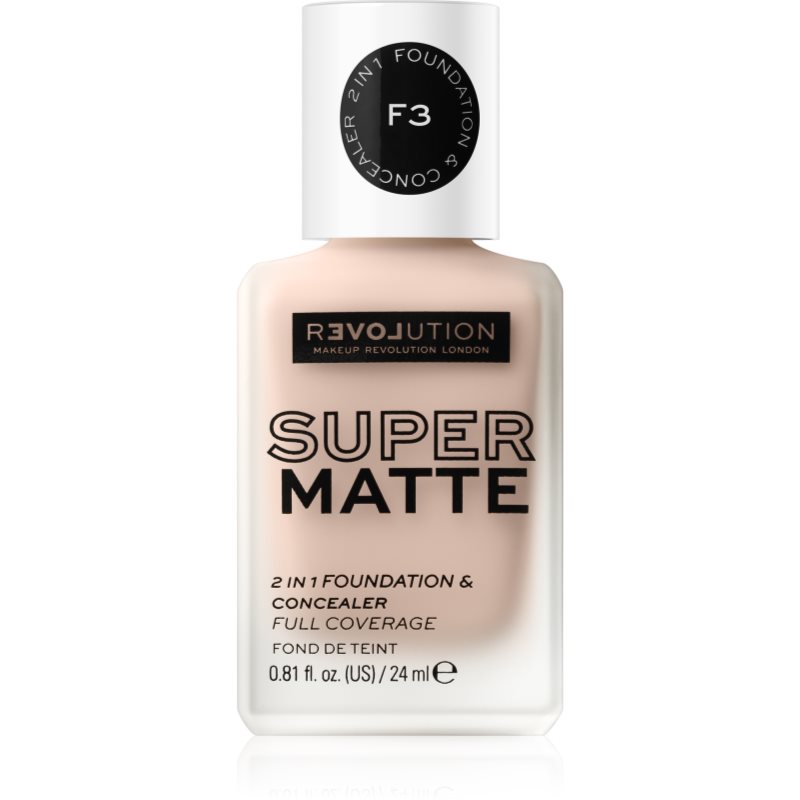 Revolution Relove Super Matte Foundation tartós matt alapozó árnyalat F3 24 ml-Ár