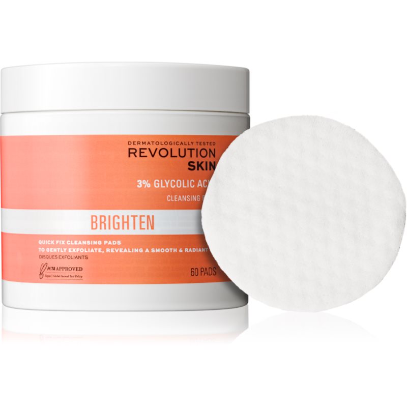Revolution Skincare Brighten 3% Glycolic Acid tisztító vattakorong 60 db-Ár