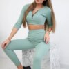 Ribbed crop top set dark mint