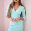 Ribbed dress with decorative mint buttons