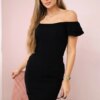 Ribbed dress with ruffles black
