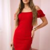Ribbed dress with ruffles red