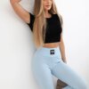 Ribbed high-waisted leggings blue