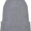 Ribbed knit cap made of recycled yarn grey