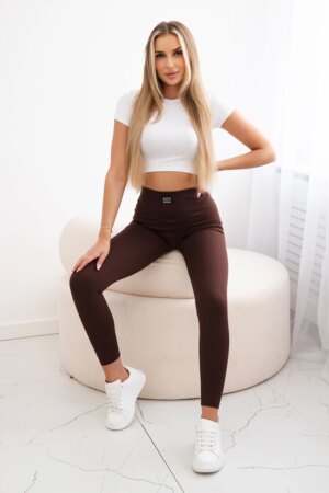 Ribbed leggings brown