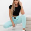 Ribbed leggings light mint with high waist