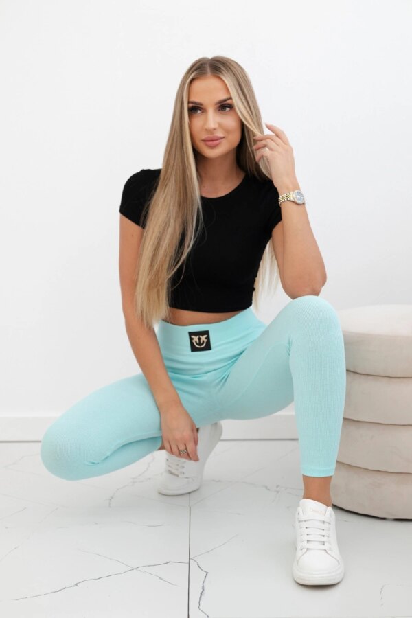 Ribbed leggings light mint with high waist