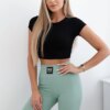 Ribbed leggings with a high waist dark mint